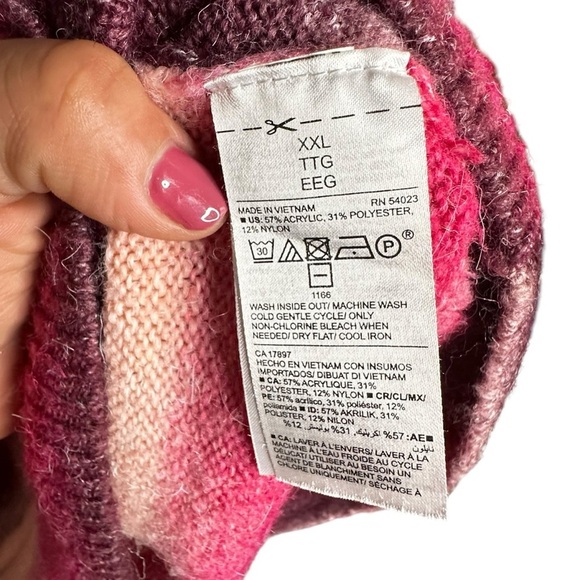 5 for $40 SALE! Old Navy Pink & Maroon Striped Crew Neck Knit Sweater sz XXL - Picture 8 of 9